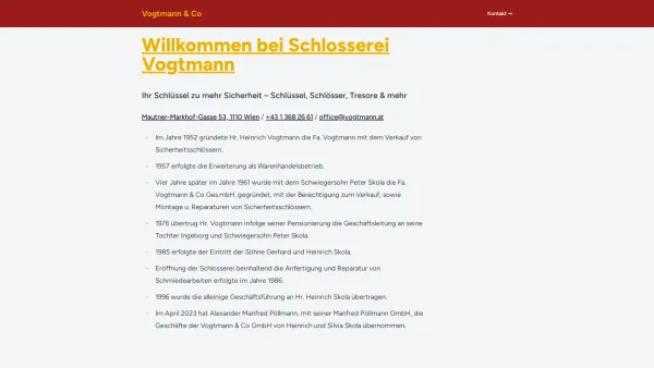 Website Screenshot: Vogtmann & Co Ges.m.b.H Schlüsseldienst - Vogtmann - Date: 2023-06-26 10:24:21