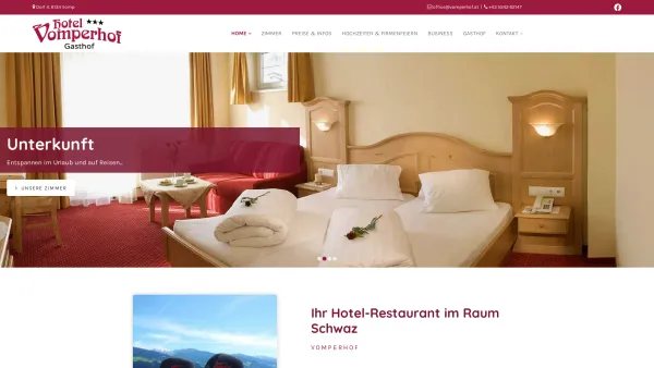 Website Screenshot: Hotel Vomperhof - Ihr Hotel in Schwaz - Hotel Vomperhof - Date: 2023-06-26 10:24:23