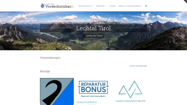 Website Screenshot: Gemeindeamt Vorderhornbach RiS-Kommunal - Gemeinde Vorderhornbach - Date: 2023-06-26 10:24:23