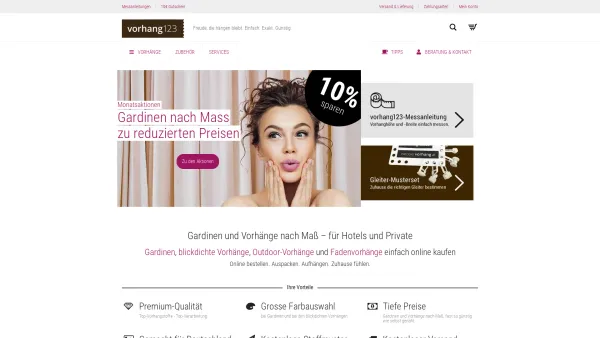 Website Screenshot: vorhang123.at - vorhang123.at: Gardinen & Vorhänge nach Maß. Für Hotels und Private. - Date: 2023-06-26 10:24:23