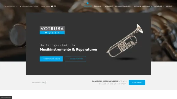 Website Screenshot: Votruba Musikinstrumente GmbH - Musikhaus Votruba in Wien | Instrumente kaufen - Date: 2023-06-26 10:24:25