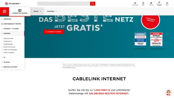 Website Screenshot: Volksschule VS Sauerfeld - Salzburg AG Internet CableLink - Tarife & Verfügbarkeit - Date: 2023-06-26 10:24:25