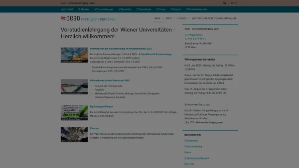 Website Screenshot: VWU Vorstudienlehrgang der Wiener Universitäten - Wien | OeAD-Vorstudienlehrgänge - Date: 2023-06-26 10:24:25