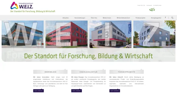 Website Screenshot: W.E.I.Z Weizer Energie Innovations Zentrum - Der Standort für Forschung, Bildung und Wirtschaft - Innovationszentrum W.E.I.Z. - Date: 2023-06-26 10:24:25