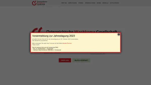 Website Screenshot: Österreichische Wachkoma Gesellschaft - Österreichische Wachkoma Gesellschaft - Date: 2023-06-26 10:24:28