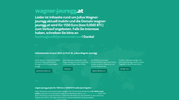 Website Screenshot: Wagner Jauregg Nervenklinik Linz LNK WJ - Julius Wagner-Jauregg | Infoseite | Wagner-Jauregg.at - Date: 2023-06-26 10:24:28