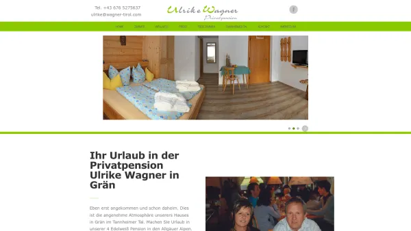 Website Screenshot: Haus Wagner Grän Tannheimertal - Privatpension Ulrike Wagner in Grän - Urlaub im Tannheimer Tal in Tirol in den Allgäuer Alpen - Date: 2023-06-26 10:24:28