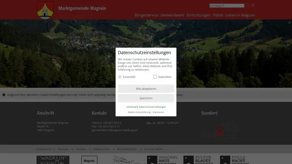 Website Screenshot: Marktgemeinde Wagra RiS-Kommunal - Wagrain - GEM2GO WEB - Startseite - Date: 2023-06-26 10:24:28