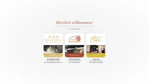 Website Screenshot: Hotel Christophorus Hotel Edelweiss-Schloessl Erdbau Transporte Waibl Zimmer Apartments Wellness und beauty in Kappl bei Ischgl/Ti - Waibl - Date: 2023-06-26 10:24:28