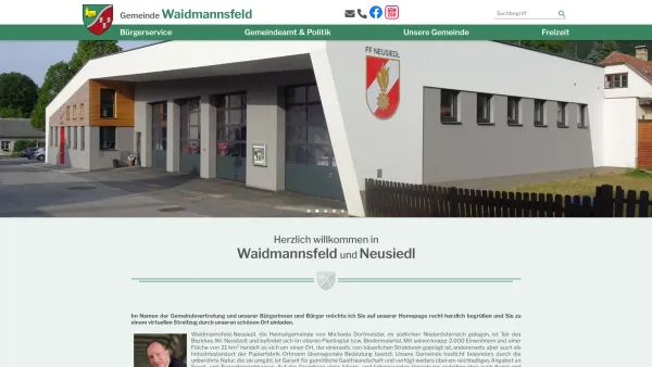 Website Screenshot: Gemeindeamt HerzlichWaidmannsfeld Neusiedl - Waidmannsfeld - Startseite - Date: 2023-06-26 10:24:28