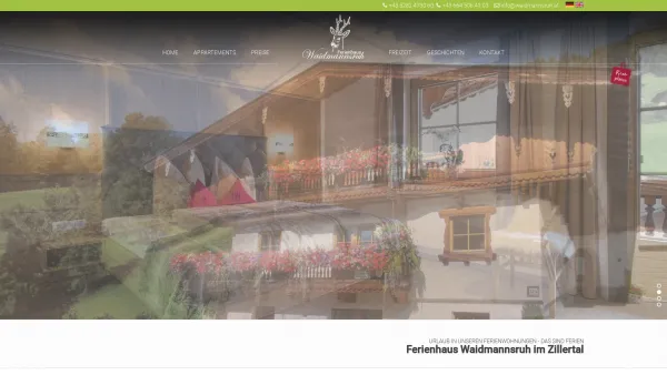 Website Screenshot: Ferienwohnungen & Ferienhaus Waidmannsruh - Ferienhaus Waidmannsruh im Zillertal | Ferienhaus Waidmannsruh - Date: 2023-06-26 10:24:28
