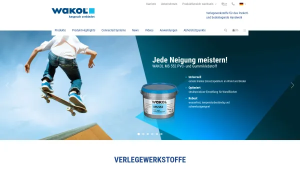 Website Screenshot: Wakol GmbH - Klebstoffe Compounds | Wakol Verlegewerkstoffe, Sealing Compounds, Schaumklebstoffe - Date: 2023-06-14 10:46:08