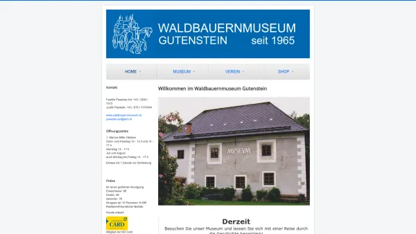 Website Screenshot: Waldbauernmuseum Arbeit mit Holz in Gutenstein - Home - Date: 2023-06-26 10:24:29