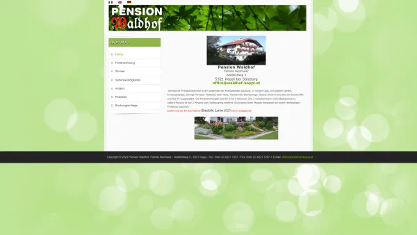 Website Screenshot: Pension Waldhof - Pension Waldhof - Home - Date: 2023-06-14 10:37:24