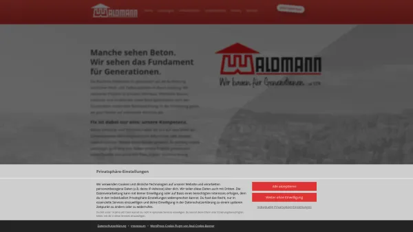 Website Screenshot: Ing. Matthias Waldmann Bau Ges.mbH - Waldmann Baufirma | Wir bauen für Generationen - Date: 2023-06-15 16:02:34