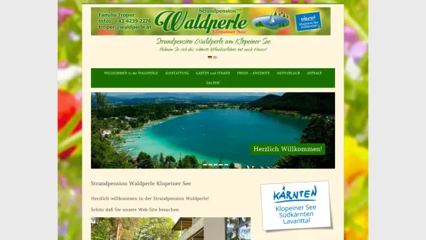 Website Screenshot: Pension Neue Seite 1 - Strandpension Waldperle am Klopeiner See | Nehmen Sie sich das schönste Urlaubserlebnis mit nach Hause! - Date: 2023-06-26 10:24:31