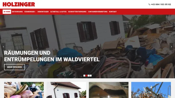 Website Screenshot: Josef Holzinger Schrott, Metalle, Alteisen, Entsorgungen - Mistplatz & Entsorgung in Gmünd / Waldviertel - Date: 2023-06-26 10:24:31