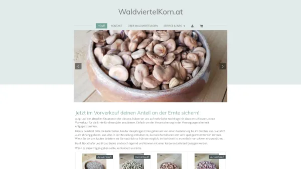 Website Screenshot: WaldviertelKorn - Landwirtschaft die natürliche Ursprungsprodukte vertreibt - Date: 2023-06-26 10:26:51