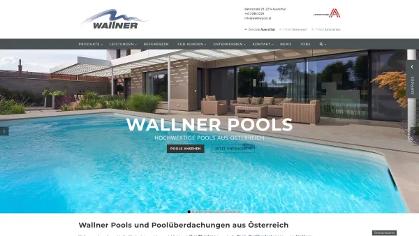 Website Screenshot: Kurt Wallner ESchwimmbad fürs ganze Leben - Wallnerpool – Pools und Poolüberdachungen aus Österreich - Date: 2023-06-26 10:24:31