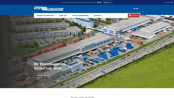 Website Screenshot: WALTER LAGER-BETRIEBE GmbH Lagerlogistik in Wiener Neudorf (Bezirk Mödling) - Ihr Warenlager im Süden von Wien - WALTER LAGER BETRIEBE (INT) - Date: 2023-06-15 16:02:34