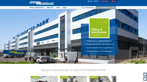 Website Screenshot: WALTER BUSINESS-PARK GMBH - Flexible Büro- und Lager-Kombinationen im Süden Wiens - WALTER BUSINESS-PARK - Date: 2023-06-26 10:26:51