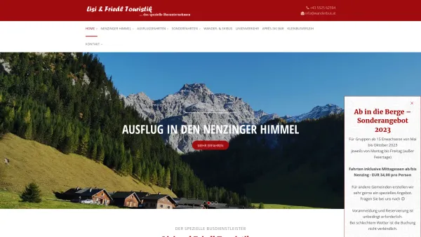Website Screenshot: Wanderbusfahrten von Lisi Friedl Touristik - Lisi & Friedl Touristik Gästeservice GmbH - Ausflugsfahrten in Nenzing - Date: 2023-06-26 10:24:34