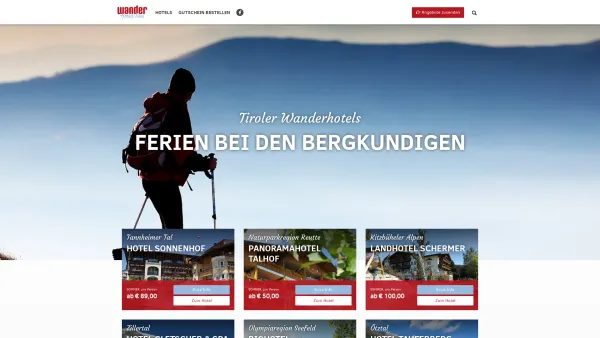Website Screenshot: Tiroler Wanderhotels - Wanderhotels Tirol: Ferien & Wanderurlaub in Österreichs Alpen | WanderHotels in Tirol - Date: 2023-06-26 10:24:34