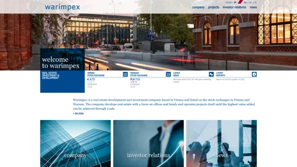 Website Screenshot: Warimpex Finanz und Beteiligungs AG - Warimpex Finanz- und Beteiligungs AG | Warimpex - Date: 2023-06-14 10:46:09