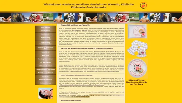 Website Screenshot: Warm Up-Vertriebs GmbH - Wärmekissen WarmUp, [wiederverwendbare Heizkissen] für Mensch und Tier auch Handwärmer - Date: 2023-06-26 10:24:34