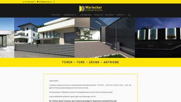 Website Screenshot: Wartecker GmbH - Wartecker: Türen - Tore - Zäune - Antriebe - Date: 2023-06-15 16:02:34