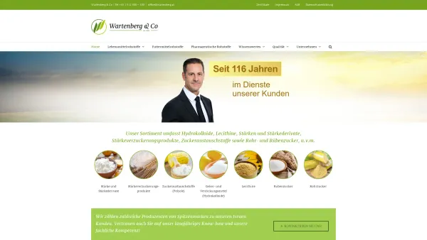 Website Screenshot: Wartenberg & Co OG - Wartenberg & Co · Großhandel: Hydrokolloide, Lecithine, Stärke, Zucker - Date: 2023-06-26 10:24:34