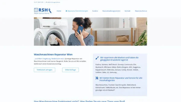Website Screenshot: RSH Hausgeräte U. Daniel-Forejtnik Waschmaschinen Reparatur - Waschmaschinen Reparatur Wien - RSH Hausgeräte Reparatur - Date: 2023-06-15 16:02:34