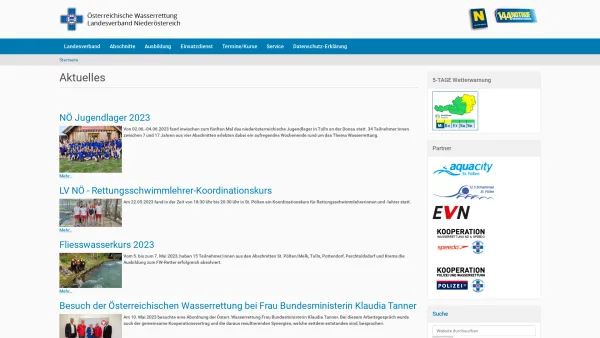 Website Screenshot: ÖWR Österreichische Wasser-Rettung Landesverband NÖ - Aktuelles — Österreichische Wasserrettung - Landesverband Niederösterreich - Date: 2023-06-15 16:02:34