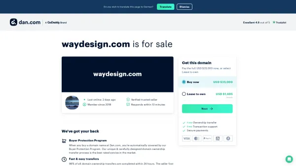 Website Screenshot: WAYDESIGN Ing Gottfried darmann.at - The domain name waydesign.com is for sale | Dan.com - Date: 2023-06-26 10:24:37