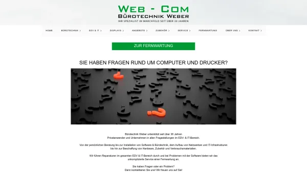 Website Screenshot: Bürotechnik Weber - Sie haben Fragen rund um Computer und Drucker - Kein Problem! Wir helfen gerne! - Date: 2023-06-26 10:24:37