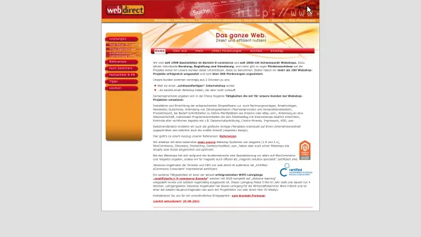 Website Screenshot: web direct - Agentur für Webshops (zB magento, WooCommerce) & E-commerce - Date: 2023-06-15 16:02:34