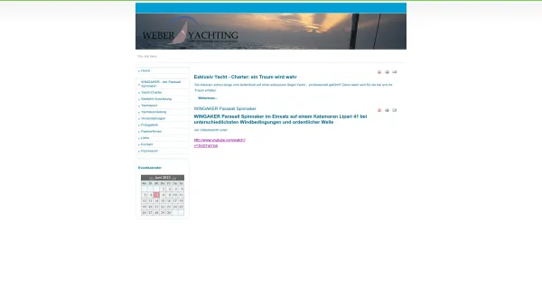 Website Screenshot: Lothar J. Weber WEBER YACHTING - Date: 2023-06-14 10:46:11