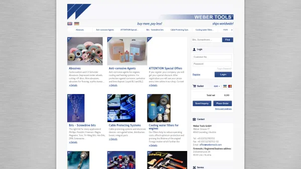 Website Screenshot: Weber Tools Werkzeuge und Industriebedarf - Weber Tools Online Shop - Date: 2023-06-14 10:37:44