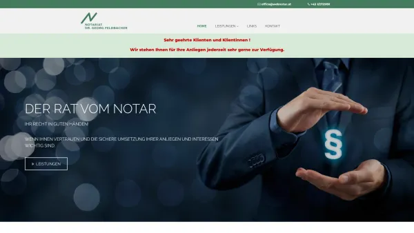 Website Screenshot: Feldbacher Georg notar - Rat vom Notar | Dr. Georg Feldbacher | 1210 Wien - Date: 2023-06-26 10:24:40