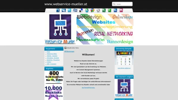 Website Screenshot: WebService Mueller InternetMarketing WebDesign Websites Onlineshopgestaltung Onlinemarketing Web 2.0 Promotions und - Home - Date: 2023-06-14 10:46:11