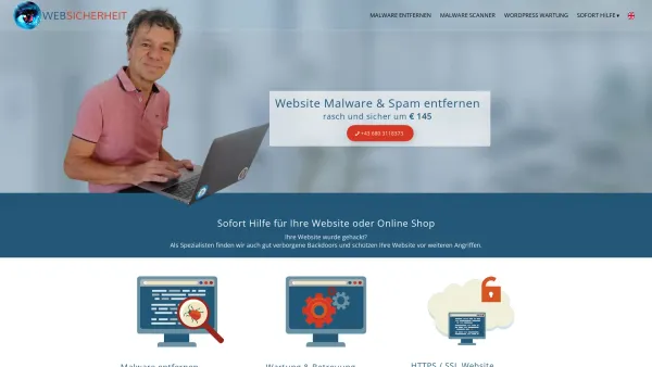Website Screenshot: Websicherheit Österreich - Website Malware / Spam entfernt sofort - mit Garantie! €145 - Date: 2023-06-15 16:02:34