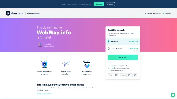 Website Screenshot: WEBWAY.info - The domain name WebWay.info is for sale | Dan.com - Date: 2023-06-26 10:24:40