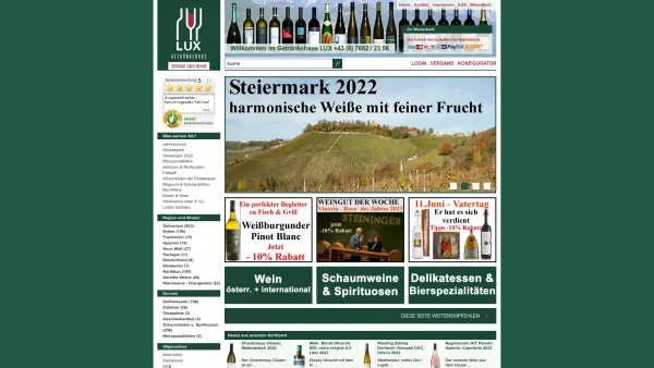 Website Screenshot: Getränkehaus Otmar Lux Getränkefachhandel Wein-Handel - GETRÄNKEHANDEL LUX - Erfrischung, Genuss und mehr - Date: 2023-06-15 16:02:34