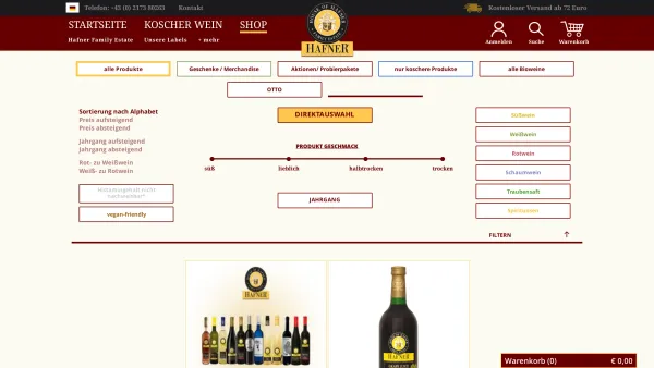 Website Screenshot: Julius Hafner und HAFNER - Hafner – Koscher Weine – Shop - Date: 2023-06-26 10:24:43