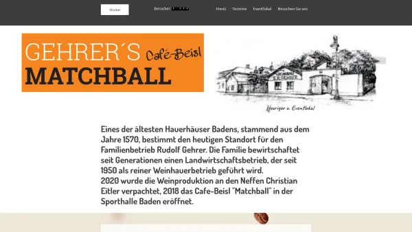 Website Screenshot: Weinbau Weinverkauf Rudolf Gehrer Baden bei Wien - Weinbau Gehrer / Gehrer`s Cafe Beisl Matchball - Date: 2023-06-26 10:24:43