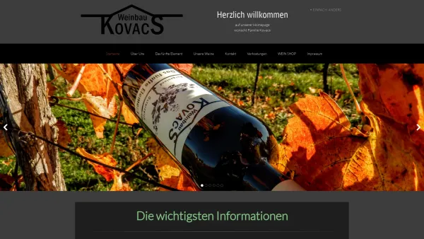 Website Screenshot: Weinbau Kovacs TOP-Weine aus besten Rieden Deutschkreutz Mittelburgenland - Weinbau Kovacs - Startseite - Date: 2023-06-26 10:24:43