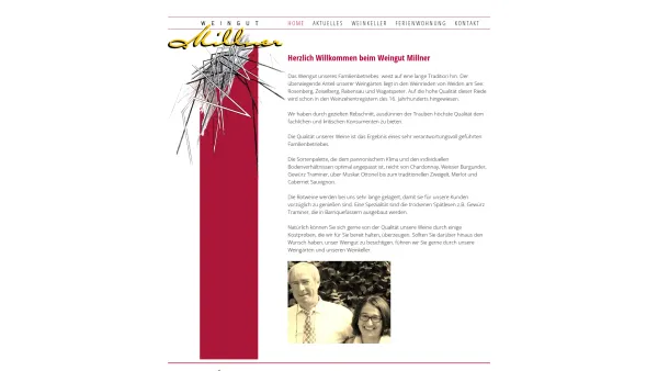 Website Screenshot: Spezialitätenweingut Josef u Brigitte Weinbau Millner - Weingut Millner - Date: 2023-06-26 10:24:41
