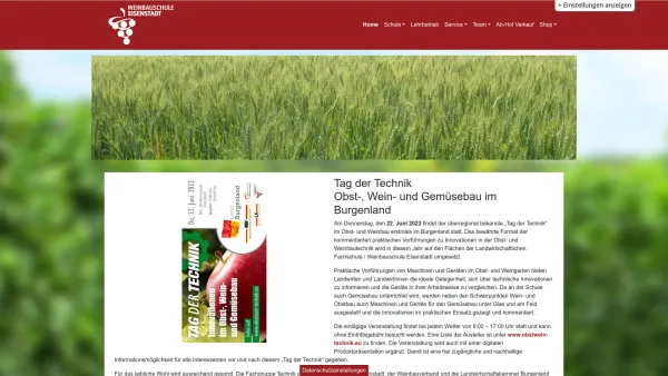 Website Screenshot: Landwirtschaftliche Fachschule Eisenstadt die Weinbauschule des Burgenlandes Internat) - Schule | Weinbauschule Eisenstadt - Date: 2023-06-26 10:24:43