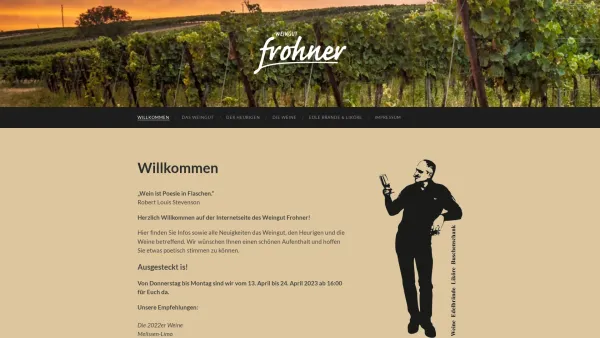 Website Screenshot: Johann Template 99 - Weingut Frohner - Date: 2023-06-14 10:46:11