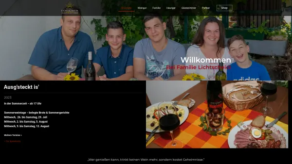 Website Screenshot: Weingut und Heuriger Lichtscheidl - Weingut Lichtscheidl heißt Sie Willkommen! - Date: 2023-06-26 10:24:46